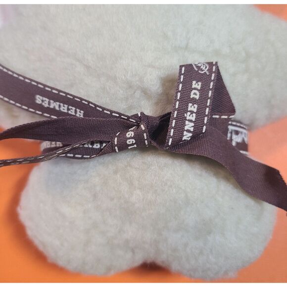 Hermes (Authentic) Plush Wool Fleece Stuffed Baby Teddy Bear Toy w/ Ribbon VTG - Picture 6 of 8